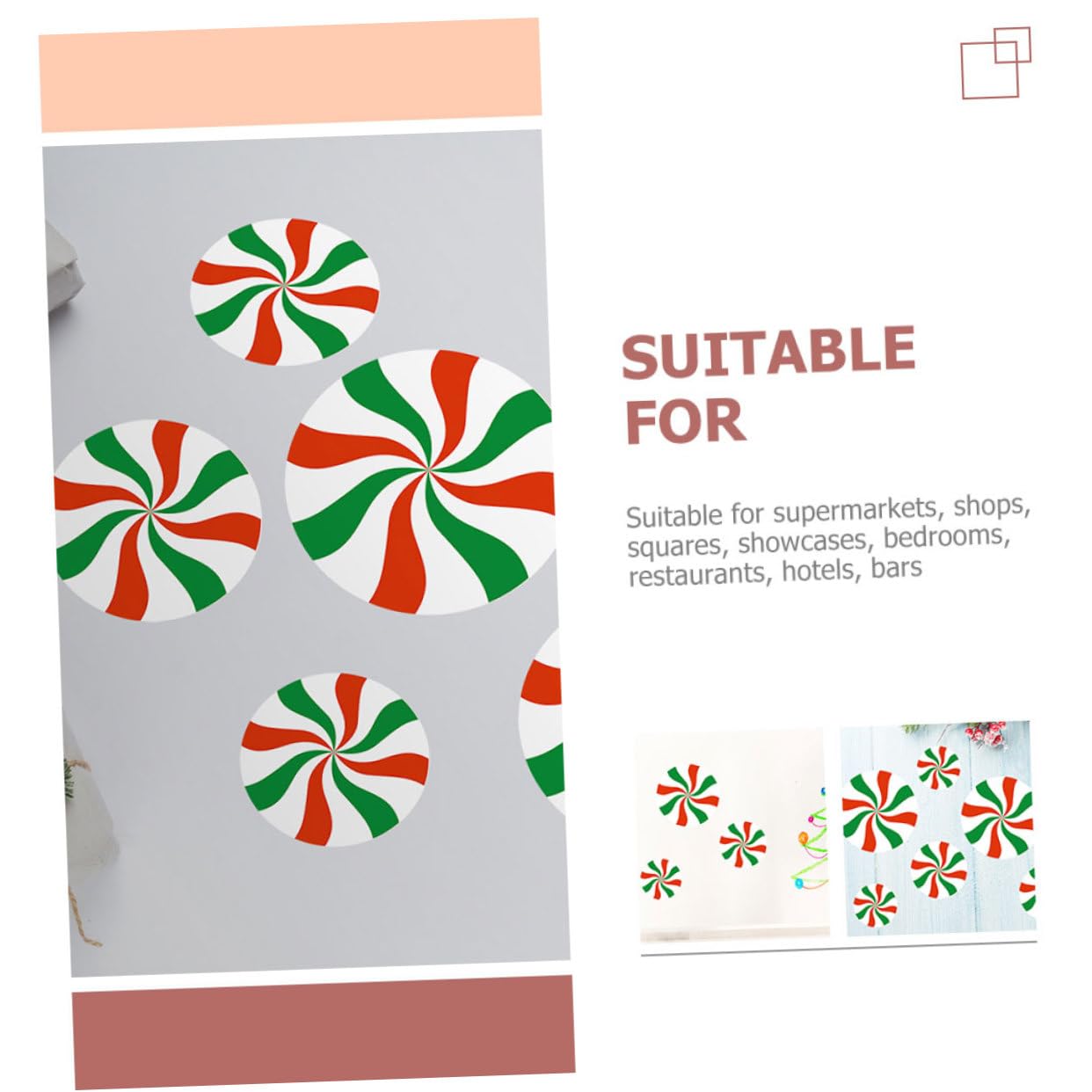 Alipis 48 Pièces Autocollants de bonbons de Noël décalque de mur de fête autocollants de sol décoration fenêtre noel decoration noel vitre etiquette autocollante sticker mural bonbon PVC
