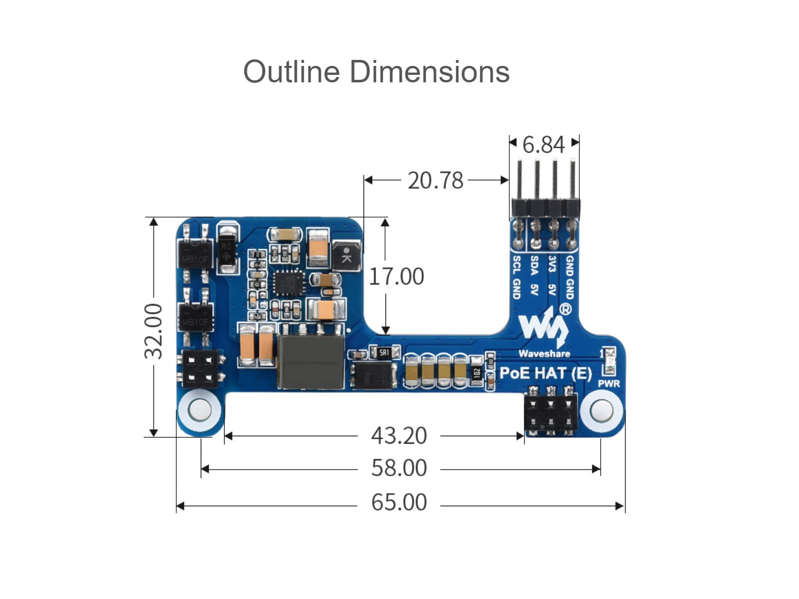 Waveshare POE Hat for Raspberry Pi 4B 3B+, IEEE 802.3af-Compliant,Power Over Ethernet Hat (E) Expansion Board for Raspberry Pi,5V Power Output