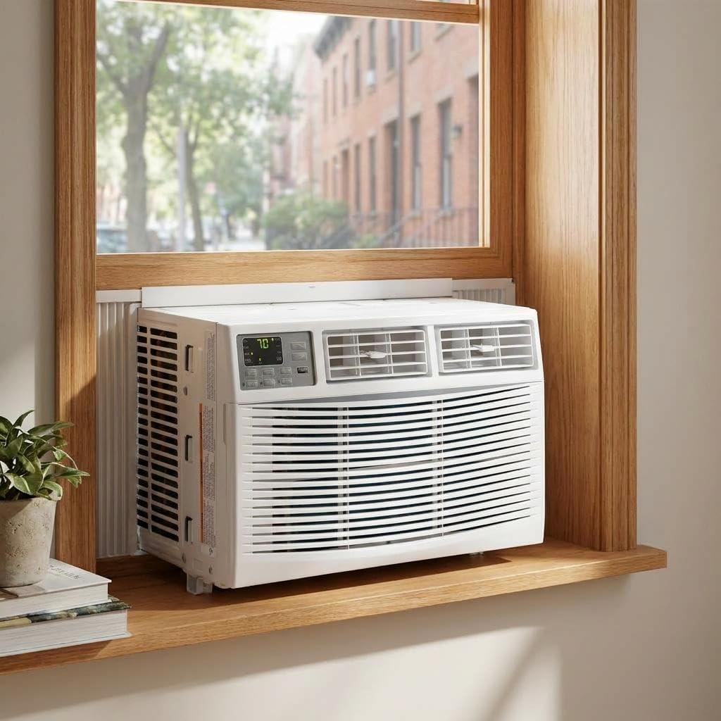 10000 BTU Window Air Conditioner with WiFi - Cools Rooms Up to 450 Sq ft, 4 Fan Speeds, Quiet Operation, Includes Remote Control, Ideal for Small Bedroom, Living Room, or Office, White