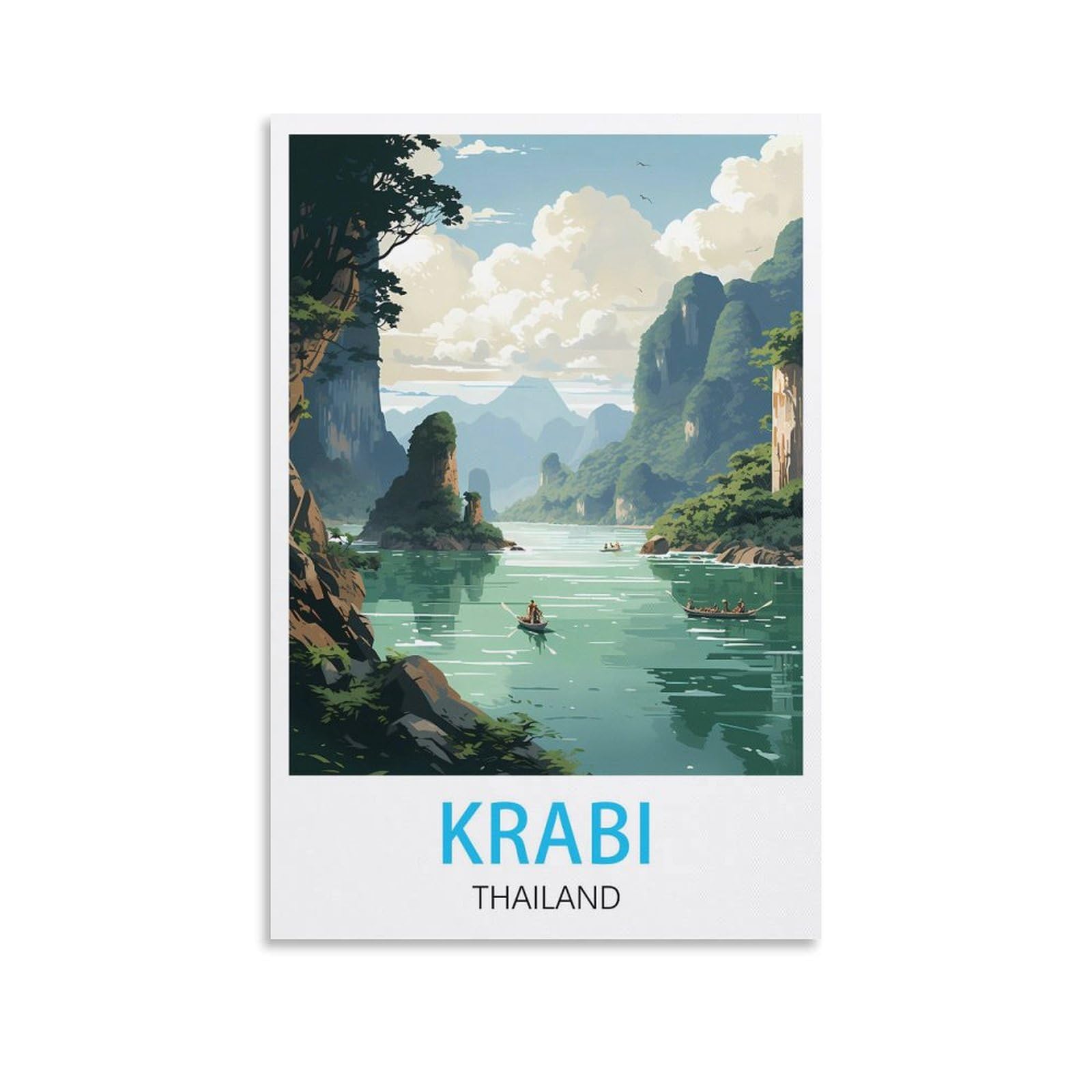 Lhjoiun Unframe-Style Krabi Thailand Vintage Travel Poster 12X18inch(30X45cm) Art Canvas Print For Living Room Bedroom Home Decoration Modern Art