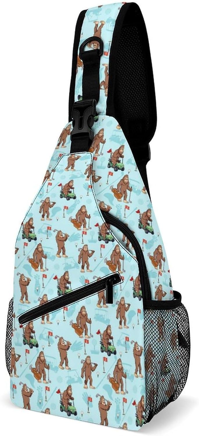 Crossbody Sling Bag for Men Women Casual Funny Big Animal Foot Play Golf Chest Bag Adjustable Travel Shoulder Backpack