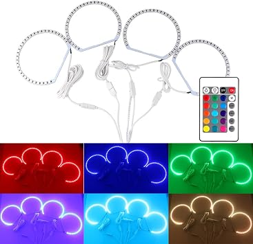 4Pcs 131mm RGB LED Angel Eyes Headlight Xenon Multi-Color halo ring light