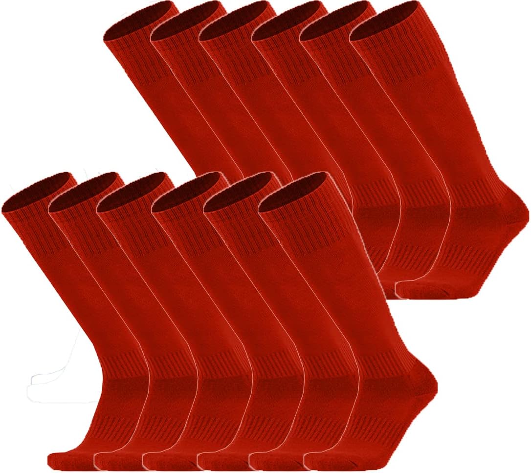 Unisex Athletic Knee High Breathable Compression Solid Tube Soccer Football Sport Socks 3/12 Pairs for Kid Youth Adult