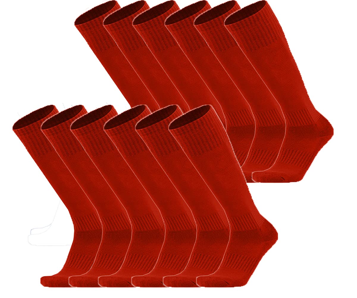 Unisex Athletic Knee High Breathable Compression Solid Tube Soccer Football Sport Socks 3/12 Pairs (Red-Unisex 12 Pairs) - Review, Price and Buying Guide