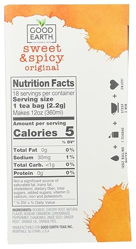 Miniatura 4 de Good Earth Té original, 18 bolsas de té - Mezcla dulce y picante descafeinada (paquete de 3) 3
