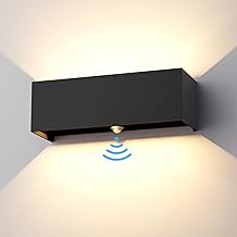 Klighten 30W Wall Sconce with Motion Detector,Outdoor Wall Sconce with Adjustable Light Beam, 3000K Warm White, Ip65 Wall Sconces with Sensor,Black