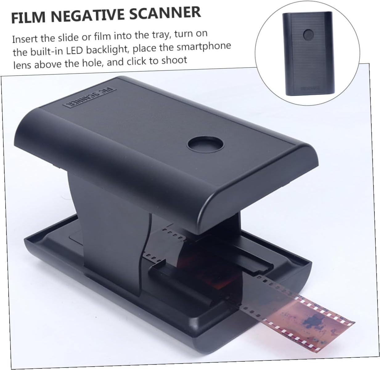Film Slide Scanner Compatible with Colored and Films Portable Mobile Scanning Device with App for Simple Capture Rotate and Color Gift for Families