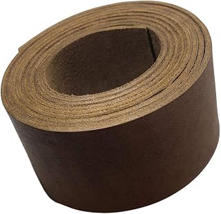 TOFL Genuine Top-Grain Leather Strap | 48 Inches Long | 2 Inches Wide | 1/8 Inch Thick (4-5 oz) | 1 Leather Strip for DIY Arts & Craft Projects, Clothing, Jewelry, Wrapping | Medium Brown