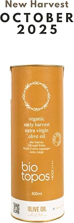 Βiotopos Organic Greek Olive Oil Extra Virgin, Early Harvest, High Polyphenols, Green Koroneiki, Drinking EVOO, Single Estate 500ml Tin