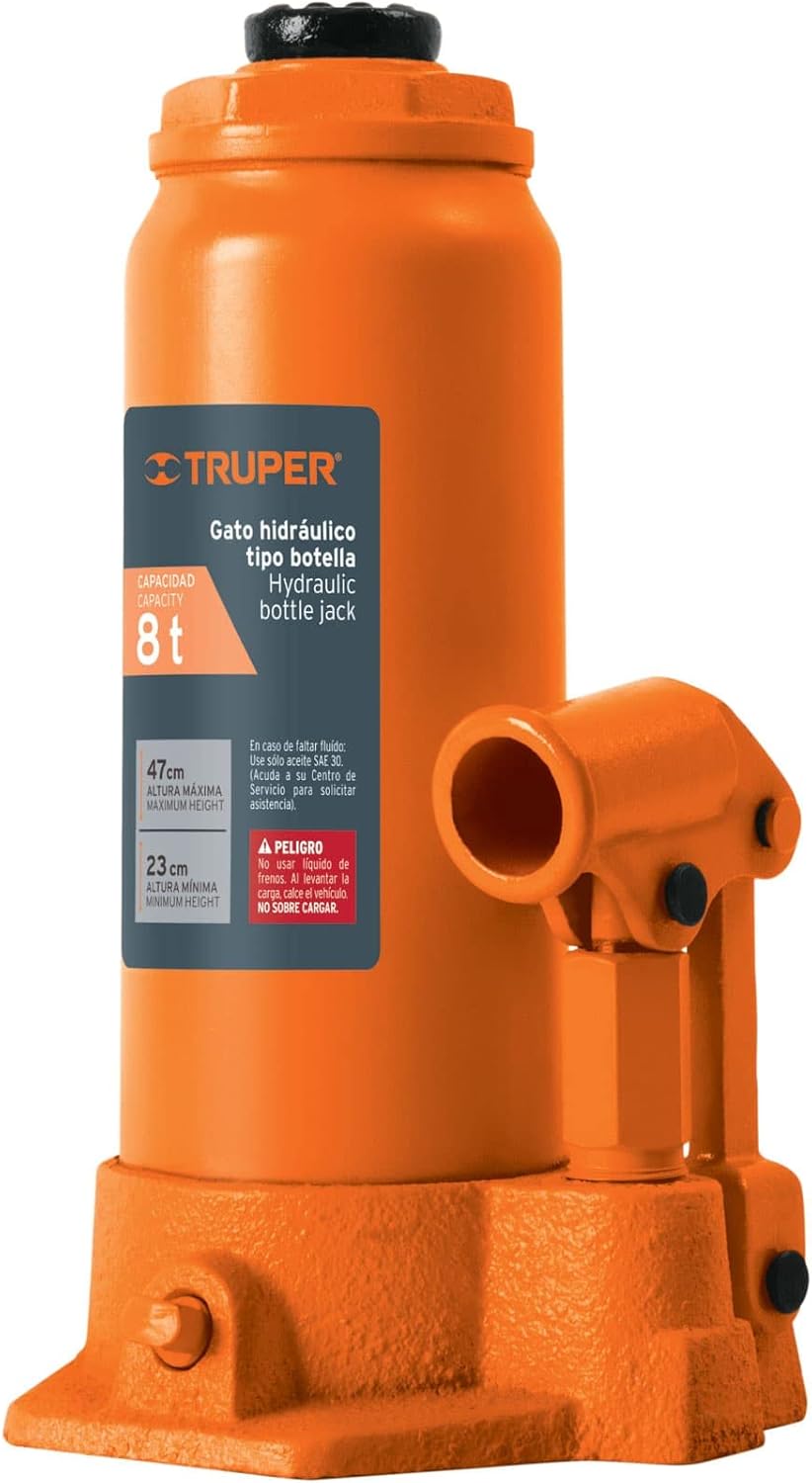 TRUPER GAT-8 8-Ton Hydraulic Bottle Jacks 18 1/2" (470mm)