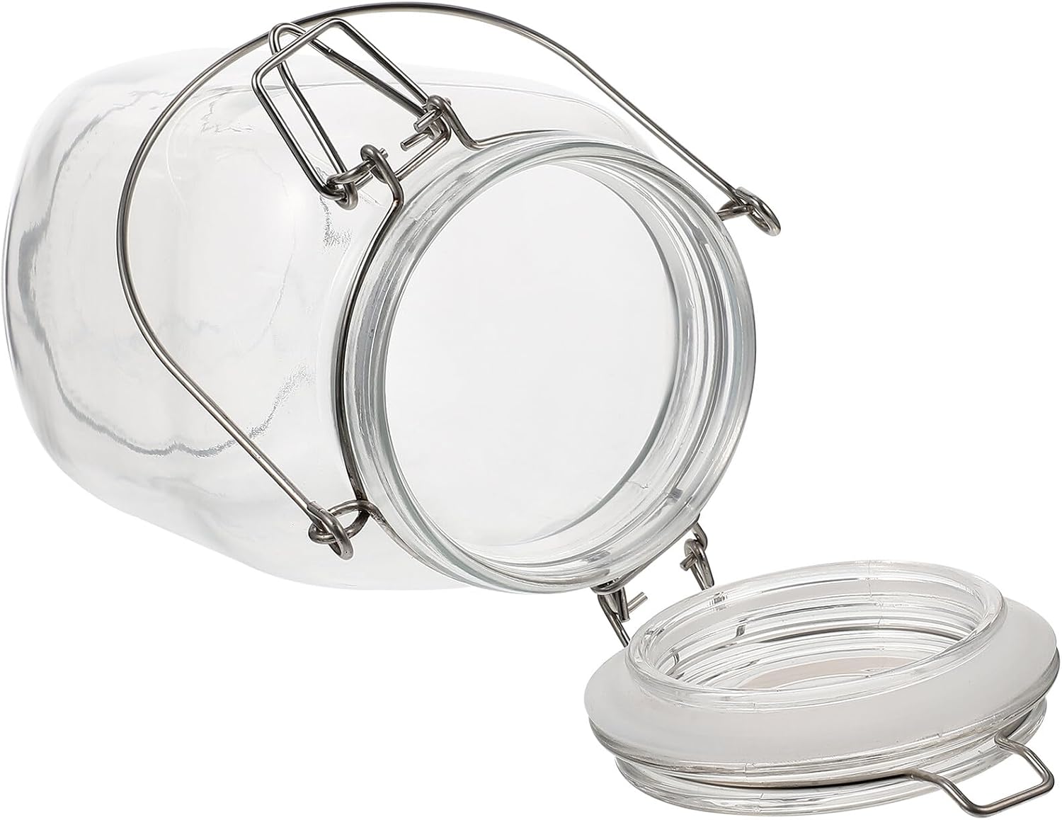 DOITOOL Sealing Canister Glass Storage Jar 1.5l Square Handle Airtight Pickle Jar with Lid Kitchen Food Storage Container for Home Pantry Organization