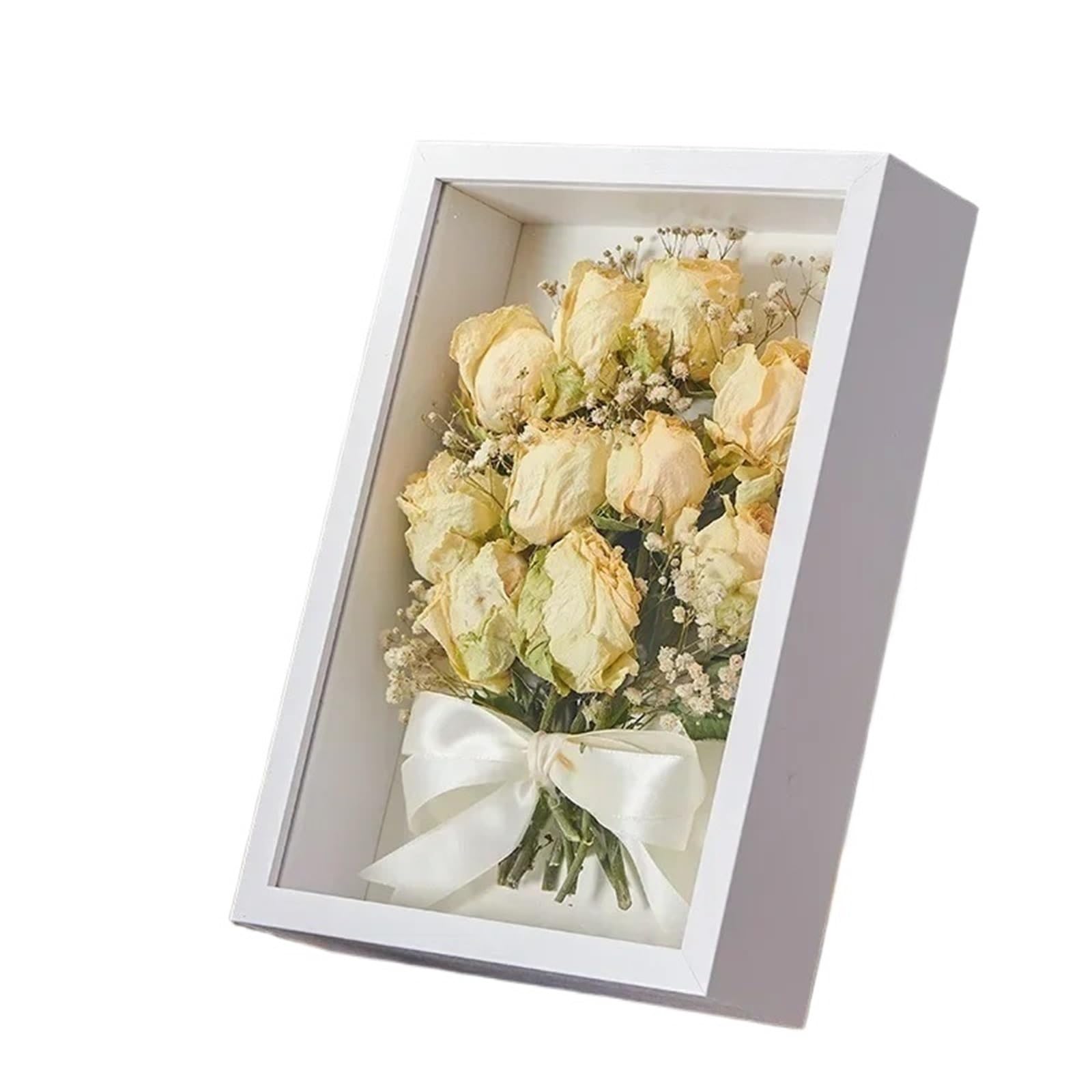 Cadre-vitrine profond en bois blanc lot de 2 boîtes d'ombre 7 pouces exposition 3D