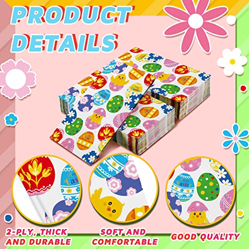 100 Pcs Easter Spring Napkins Eggs Disposable Luncheons Dinners Guest Paper Napkins Egg Design 3 Ply Bathroom Kitchen Napkin Tableware Supplies Easter Colorful Eggs Party Napkins Supplies #TOP6