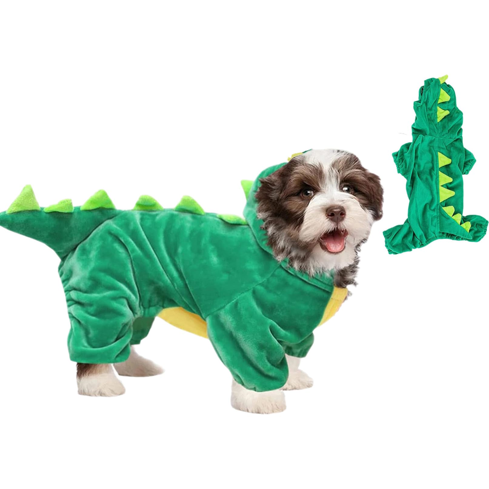 YiZYiF Dinosaur Dog Costume Halloween Pet Clothing Comfortable Outfit for Small Medium Large Dogs Party Green 2XL