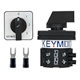 KEYMOO 20A Black Rotary Changeover Switch, 660V 4 Position 2 Poles 8 Terminals, 3-Way 1NO 1NC Universal Selector Switch with Fork Terminals 26-20/0-3.2BL (Black)
