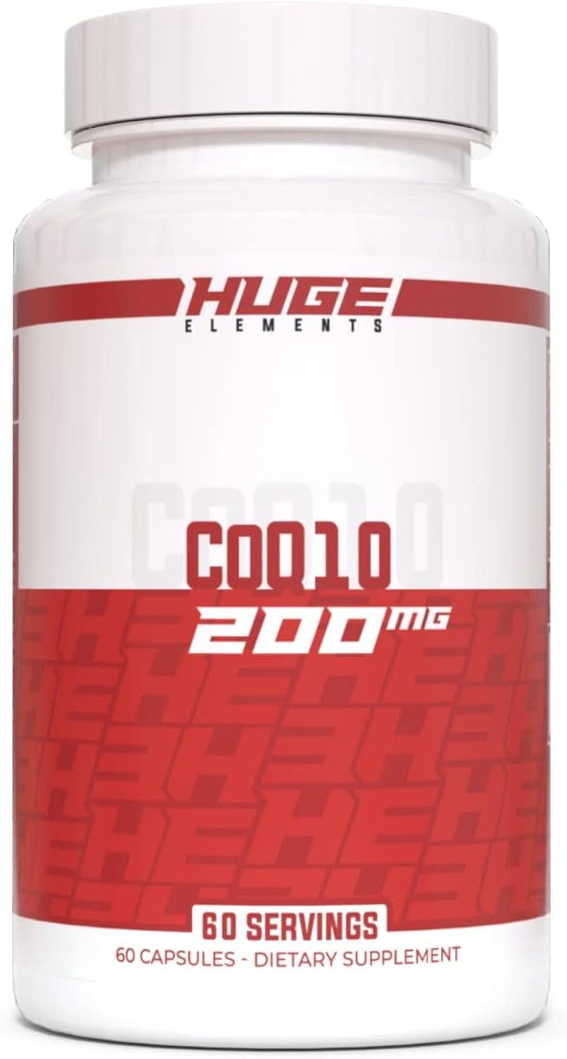 Huge Supplements CoQ10, 200mg Coenzyme Q10 per Serving, High Potency Heart Health Supplement with Antioxidant Benefits (60 Capsules)