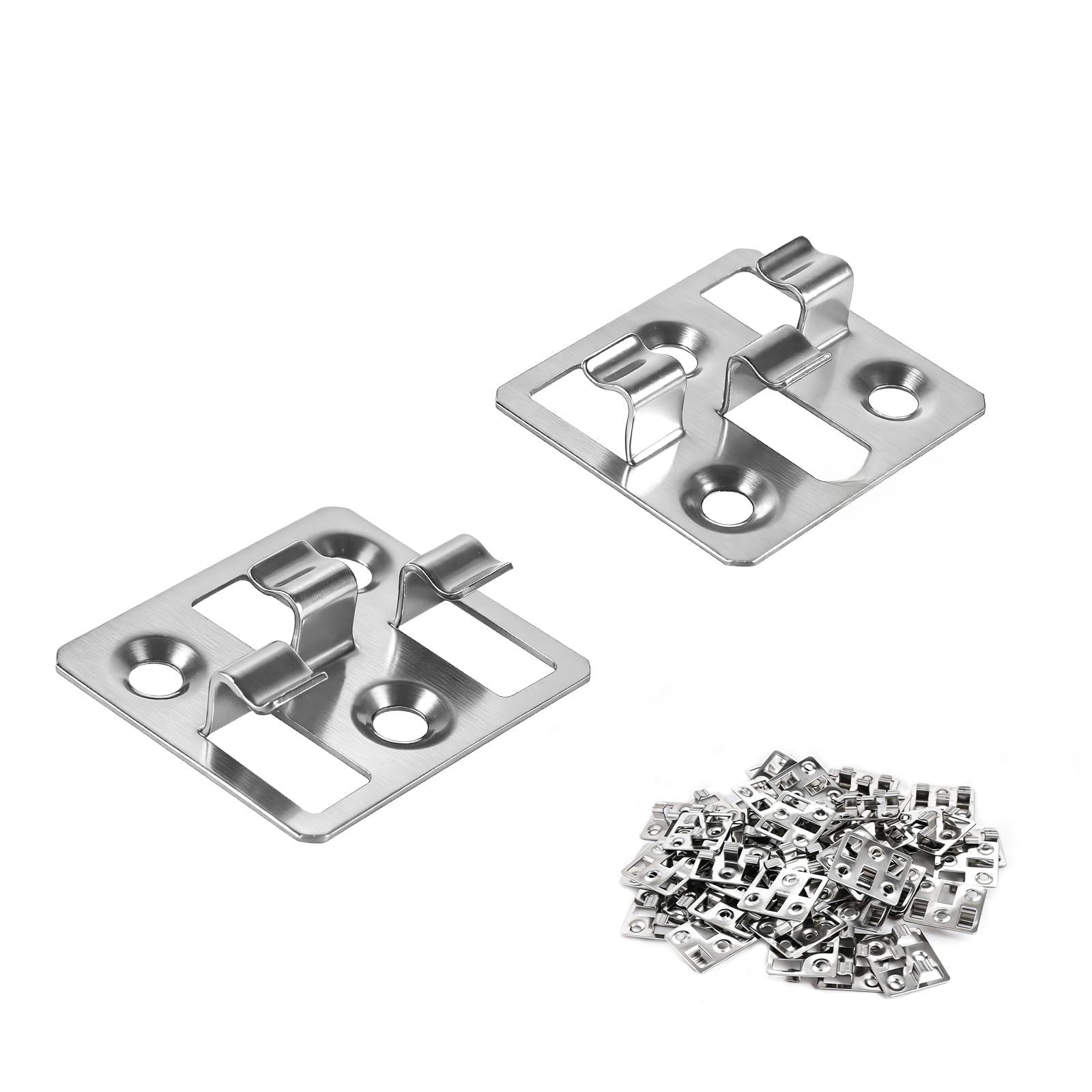 100 unidades Clips de fijación para tarimas WPC en acero inoxidable, Clips ocultos, Separadores para fijación de tarimas WPC/BPC (Plateado, Espacio 3mm, Altura 9mm)