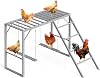 Chicken Perch Swing, Chicken Roosting Bars with Ladder for Coop, Metal Pet Swing Set for Pets Healthy & Happy for 8-10 Chick, Grey