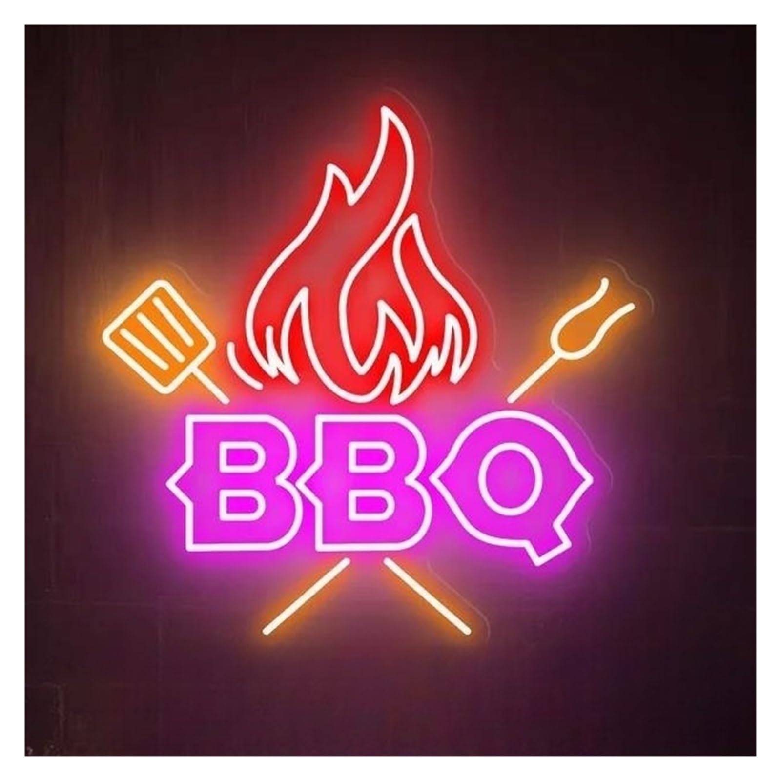 SHOUXI Sign Lamp BBQ Neon Signs Barbecue Beer Bar Club Home Wall Decor Hanging Business Window Display Decorative Lights 40cm(B)