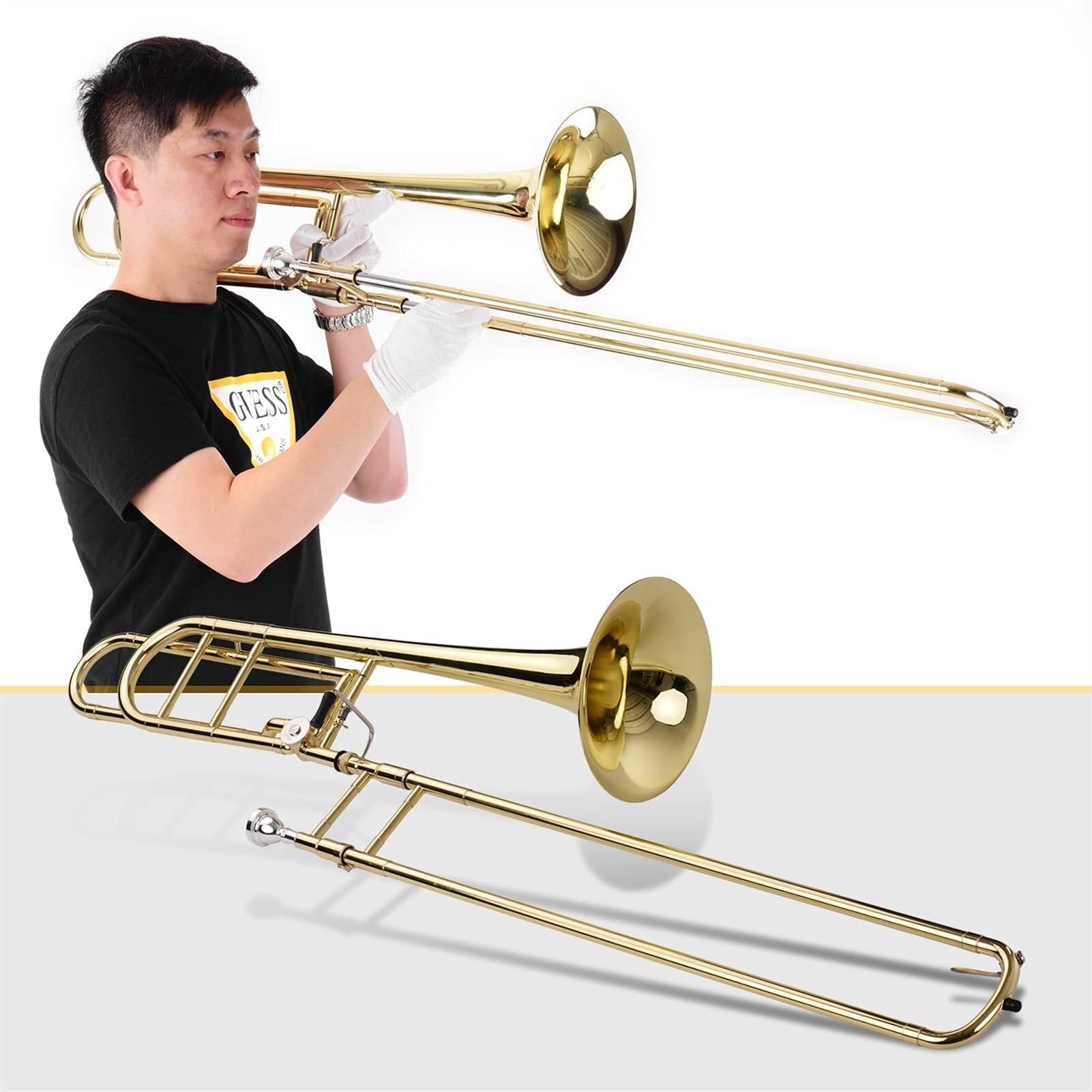 Upgraded Intermediate Bb Flat Tenor Slide Trombone with F Trigger Including Mouthpiece Carry - Image 4