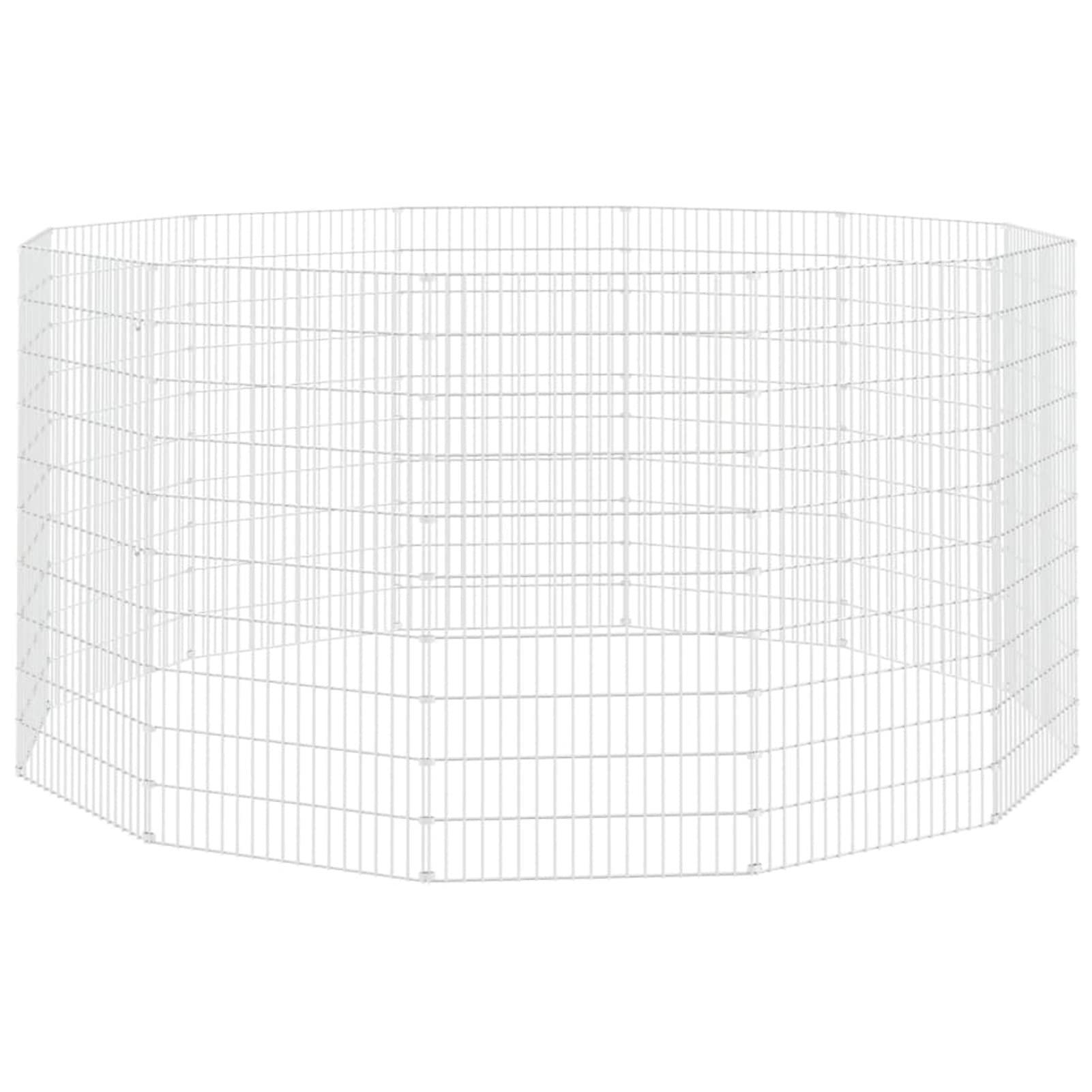 Brokky Recinto per Animali Ruspante 12 Pannelli 54x100cm Ferro Zincato,Recinto per Cani da Giardino,Gabbia per Conigli,Recinto per Animali Domestici,Gatti,Cuccioli,Porte con Chiavistello e Parasole,in