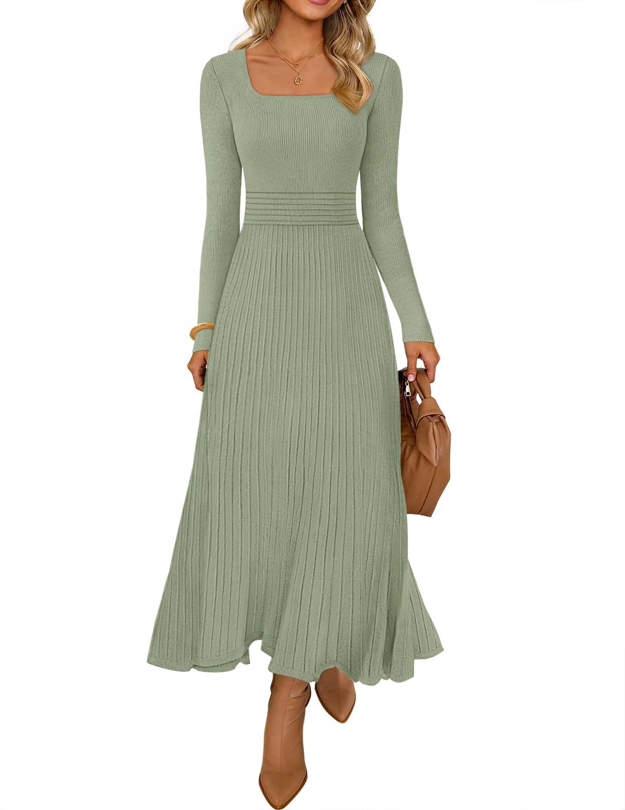 MEROKEETY Knit Midi Dress