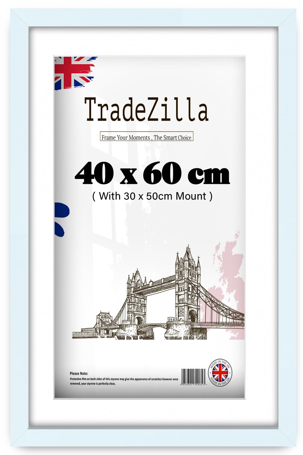 TradeZilla | MDF Certificate Frame (40 x 60 cm) With 500 x 300 mm White Mount Wall Hanging | 16 x 24 Inch Award, Diploma, Photo, Painting Display Frame for Interior Spaces [ White ]