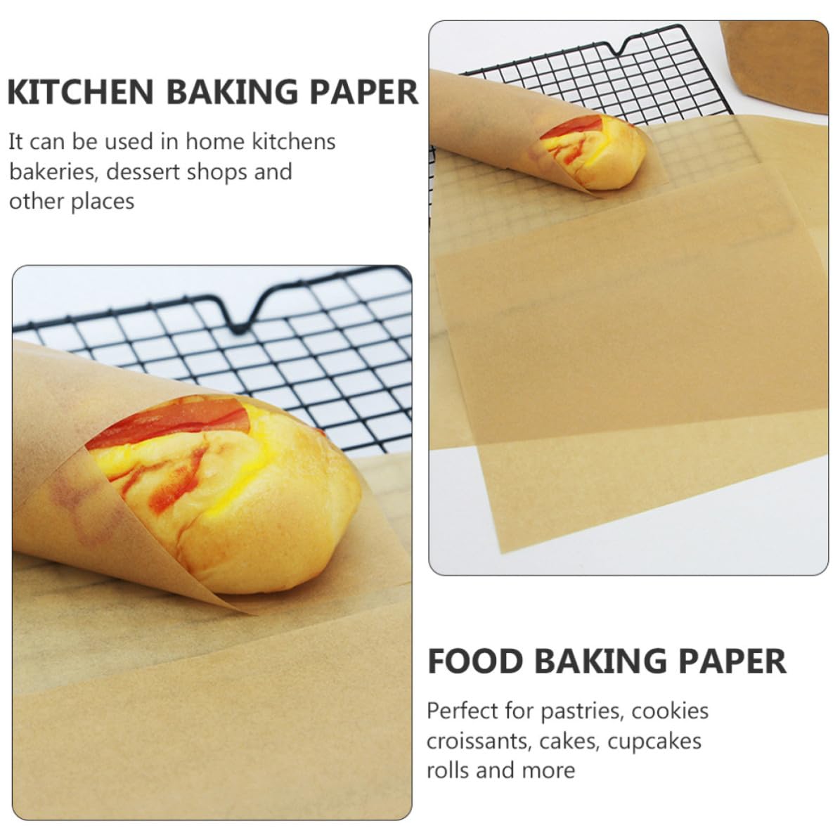 de Papel para Hornear Alta Resistencia Térmica de Papel Kraft Marrón 100 y Conductividad para Panaderías y Reposterías