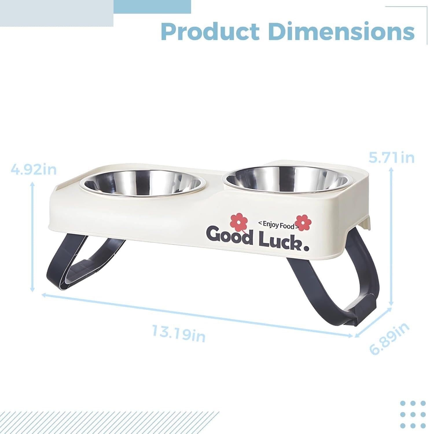 Gamelles surélevées Blanches for Chat, gamelles inclinées en Acier Inoxydable for Chien, 3 mangeoires surélevées Pliables réglables en Hauteur for Petits Chats et Chiens