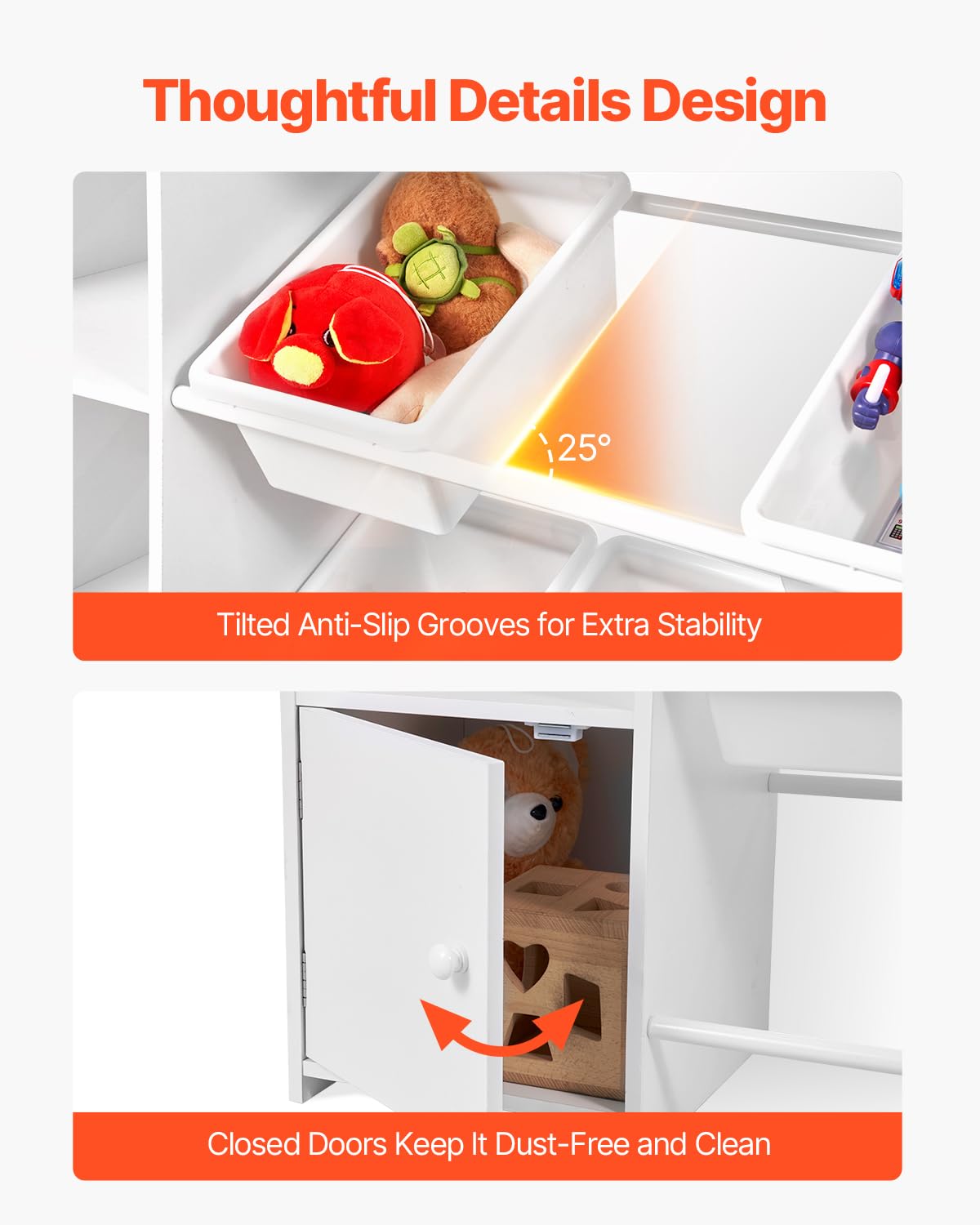 VEVOR Meuble de Rangement Jouets Enfant à 4 Niveaux avec bibliothèque, étagère d'organisateur de Jouets avec 8 bacs en Plastique Flexibles, pour Salle d'étude, Chambre, Salle de Jeux, crèche, Blanc