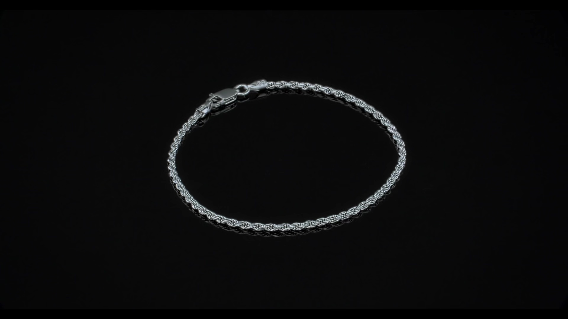 Bracciale A Catena Corda In Argento Sterling 925 - Fatto In Italia, 7.5 Pollici
