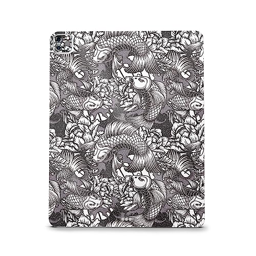 Image of MightySkins Carbon Fiber Skin Compatible with Apple iPad Pro 12.9 inch M2 6th Gen (2022) Full Wrap Kit - Angry Koi | Protective, Durable Textured Carbon Fiber Finish | Easy to Apply | Made in The USA