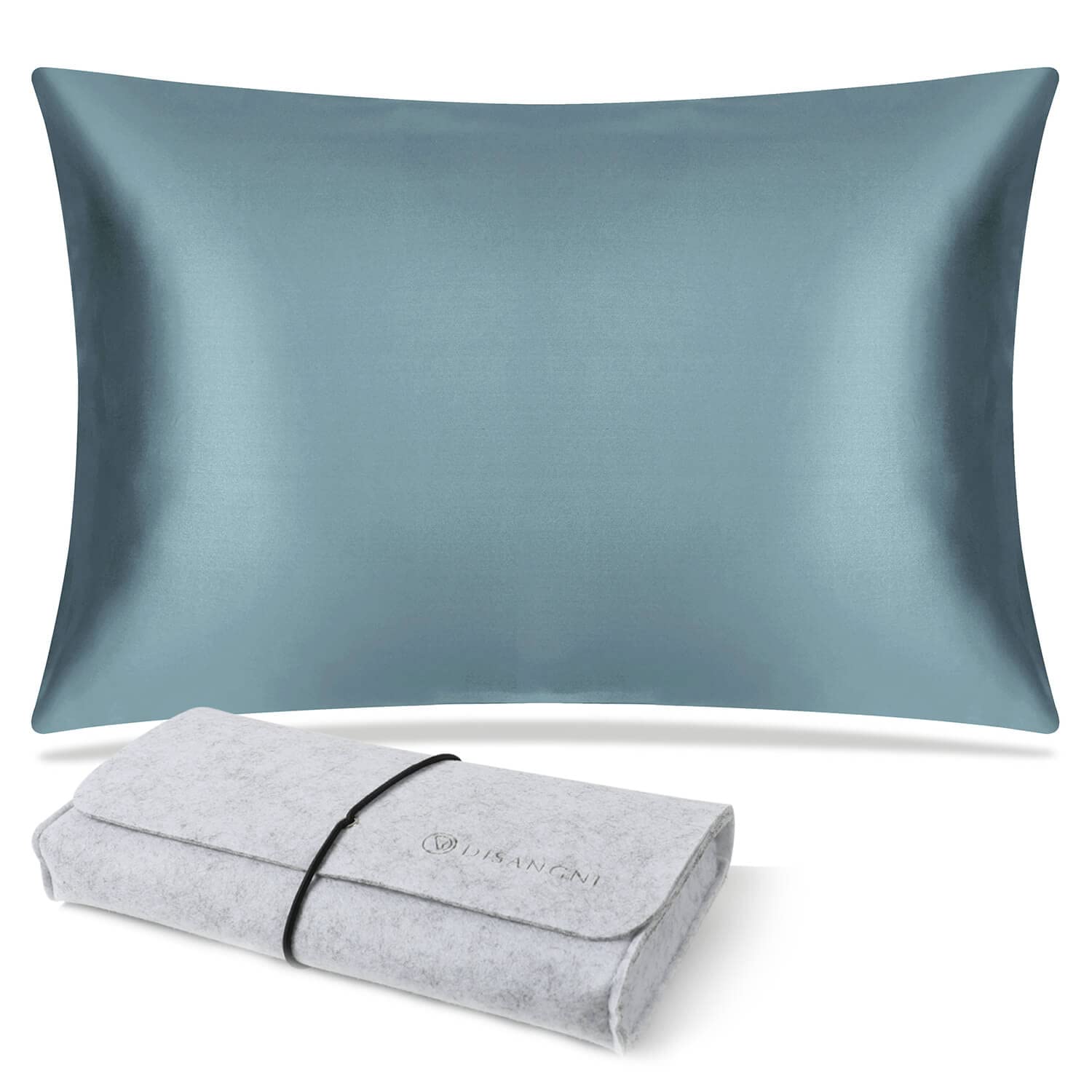 DISANGNI 100% Mulberry Silk Pillowcase for Hair and Skin, Envelope Style, Silk on One Side, Tencel on The Other (Blue Gray, 1 pc 50x75cm) โ image 1
