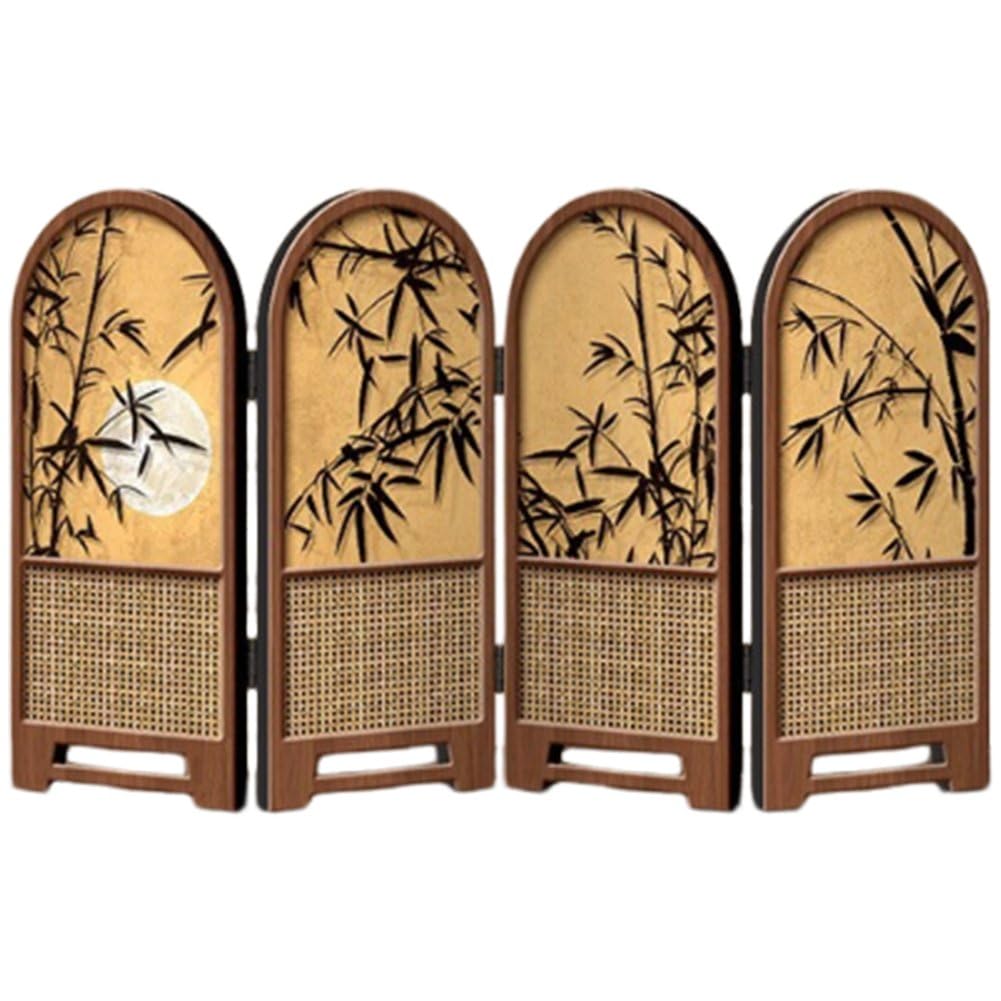 Sslvya Small Table Divider, 4 Panel Divider Desk Screen, Chinese Traditional Decoration, Mini Folding Screen Desktop Feng Shui Ornaments for Home Office