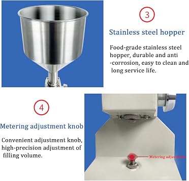 Manual Liquid Filling Machine 5-50ml/10-100ml,Bottle Filler,Fill Cream Filling Machine, A03 Stainless Steel Paste Filling Machine 10-100ml