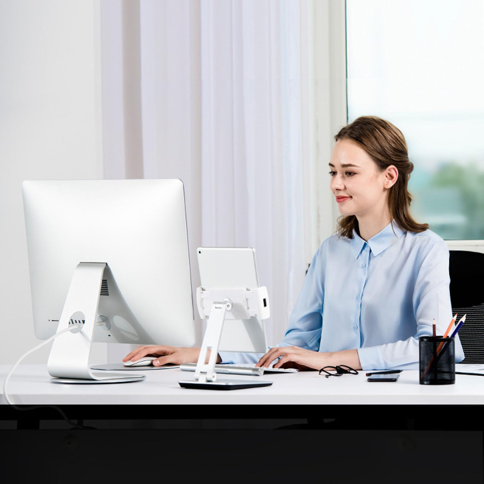 Giradischi per Monitor Rotazione in Lega di Alluminio Base per Monitor per Computer Supporto per Tablet Antiscivolo Disco per Monitor Piastra Girevole Girevole a 360° per Ufficio