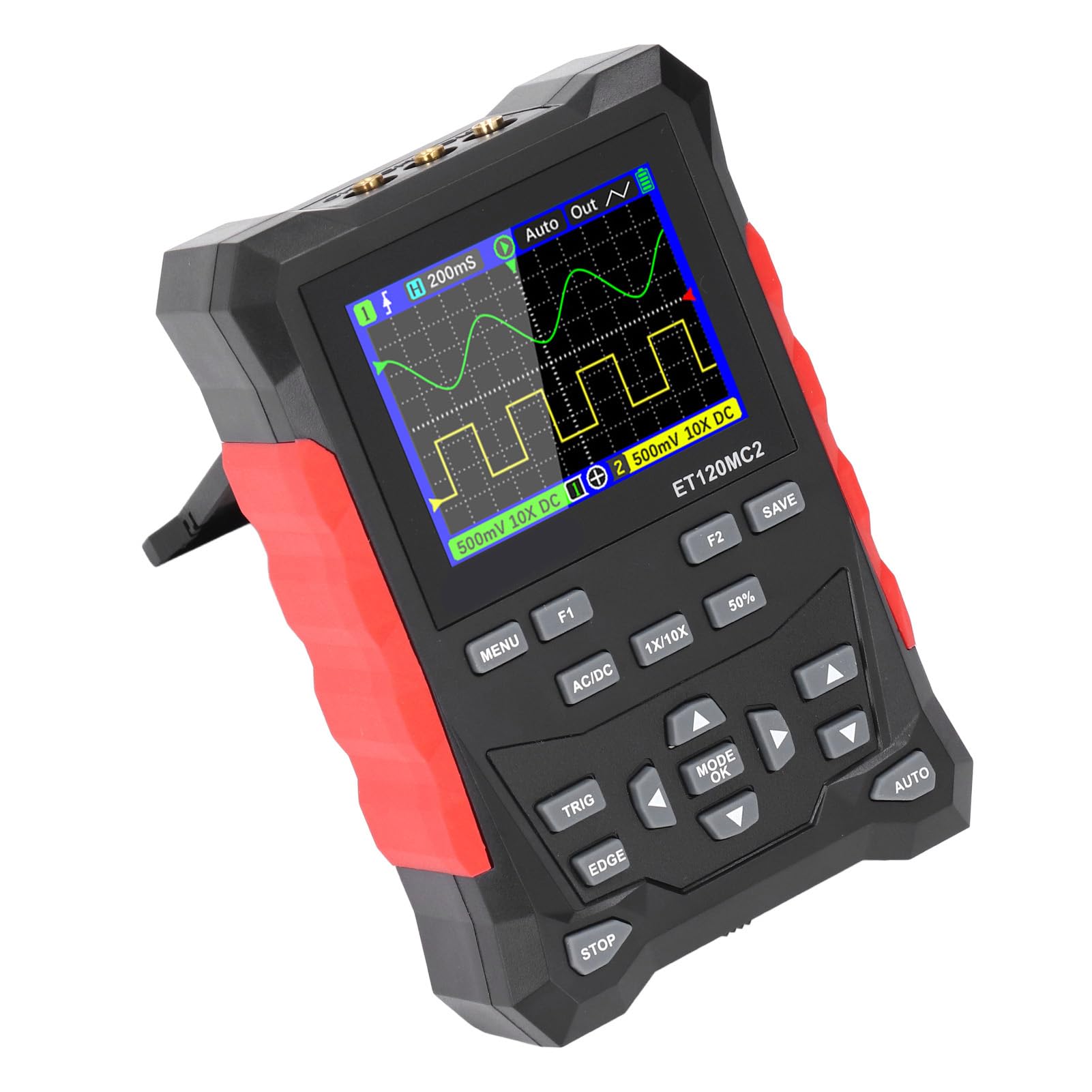 Oscilloscopio Portatile 120MHz 2 500MSA/S Oscilloscopio con Schermo TFT 2,4 Pollici per la Ricerca Scientifica Materiale ABS Portatile