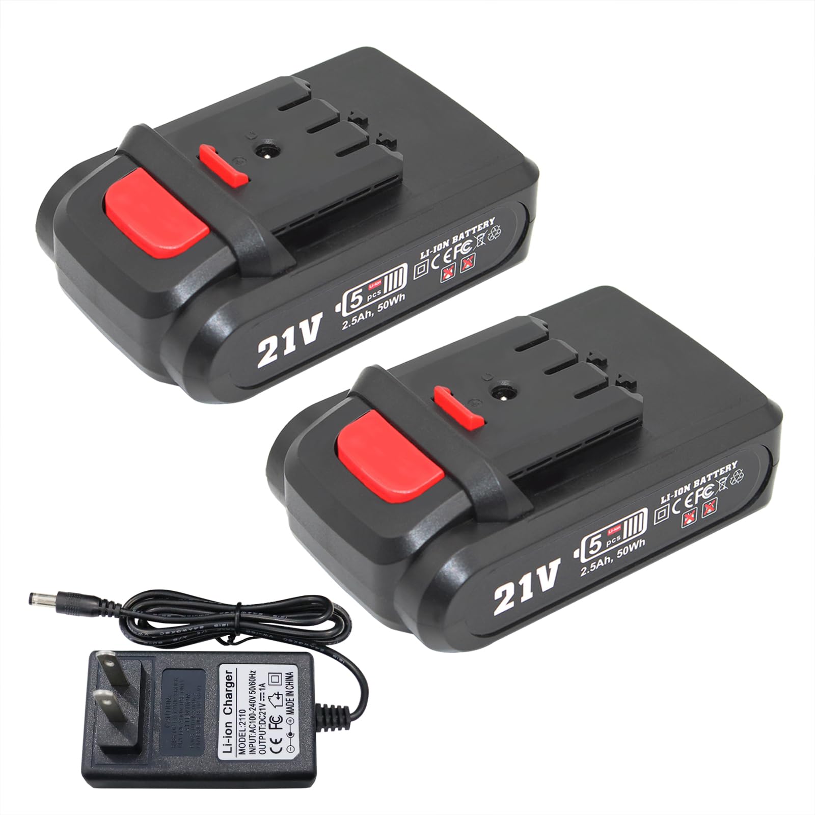 21V/2.5A Mini Chainsaw Battery Replacement,Spare Battery for 21V/24V Highrate Cordless One-Hand Elecrtic Chainsaw & Battery Charger