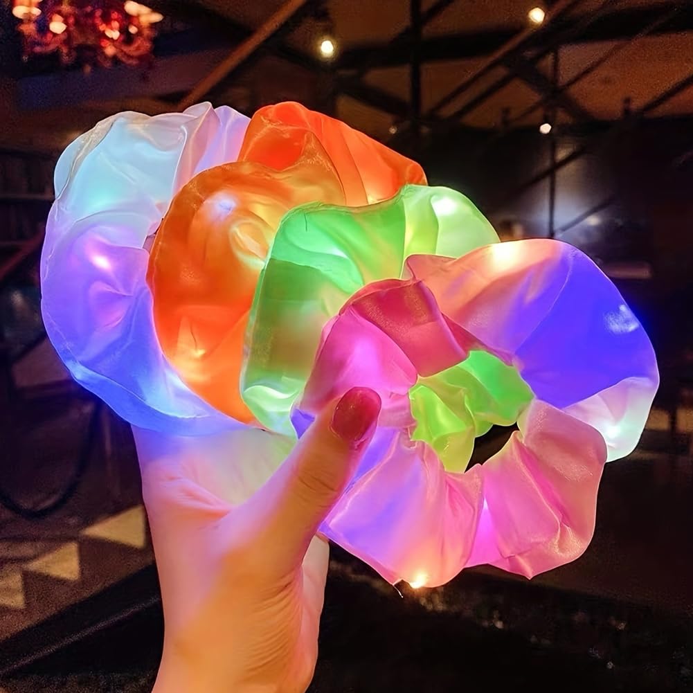 NHBETYS 8 Pcs LED Hair Scrunchies, LED Light up Elastic Scrunchies - Image 3