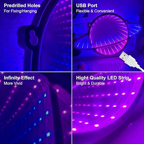 Miniatura 2 de Letreros de neón LED de planeta para decoración de pared, luz LED de 12 x 8 pulgadas, alimentada por USB, decoración estética para dormitorio, sala