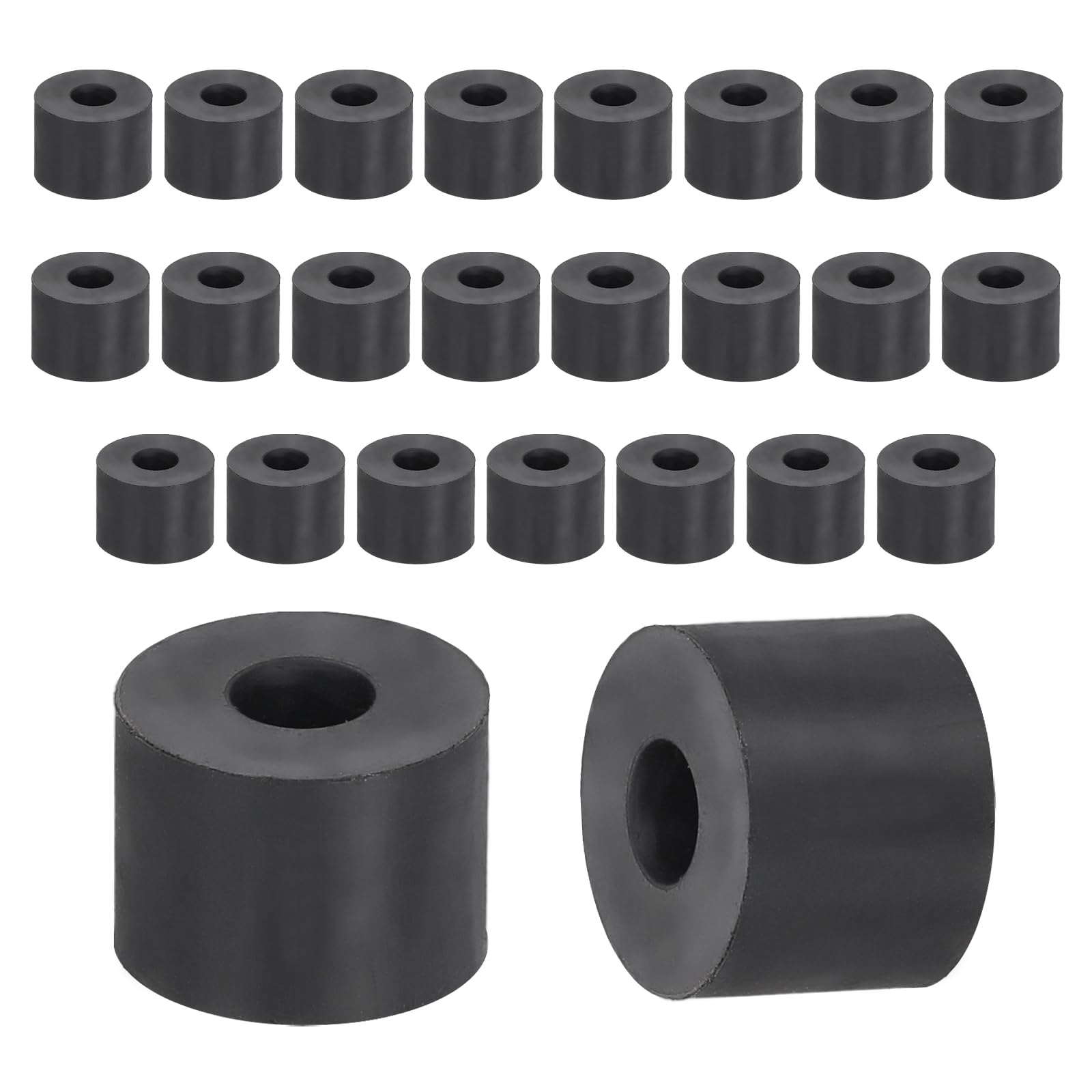 sourcing map 25Pcs Black Rubber Spacers, 16mm OD, 6mm ID, 12mm Thick — image 1