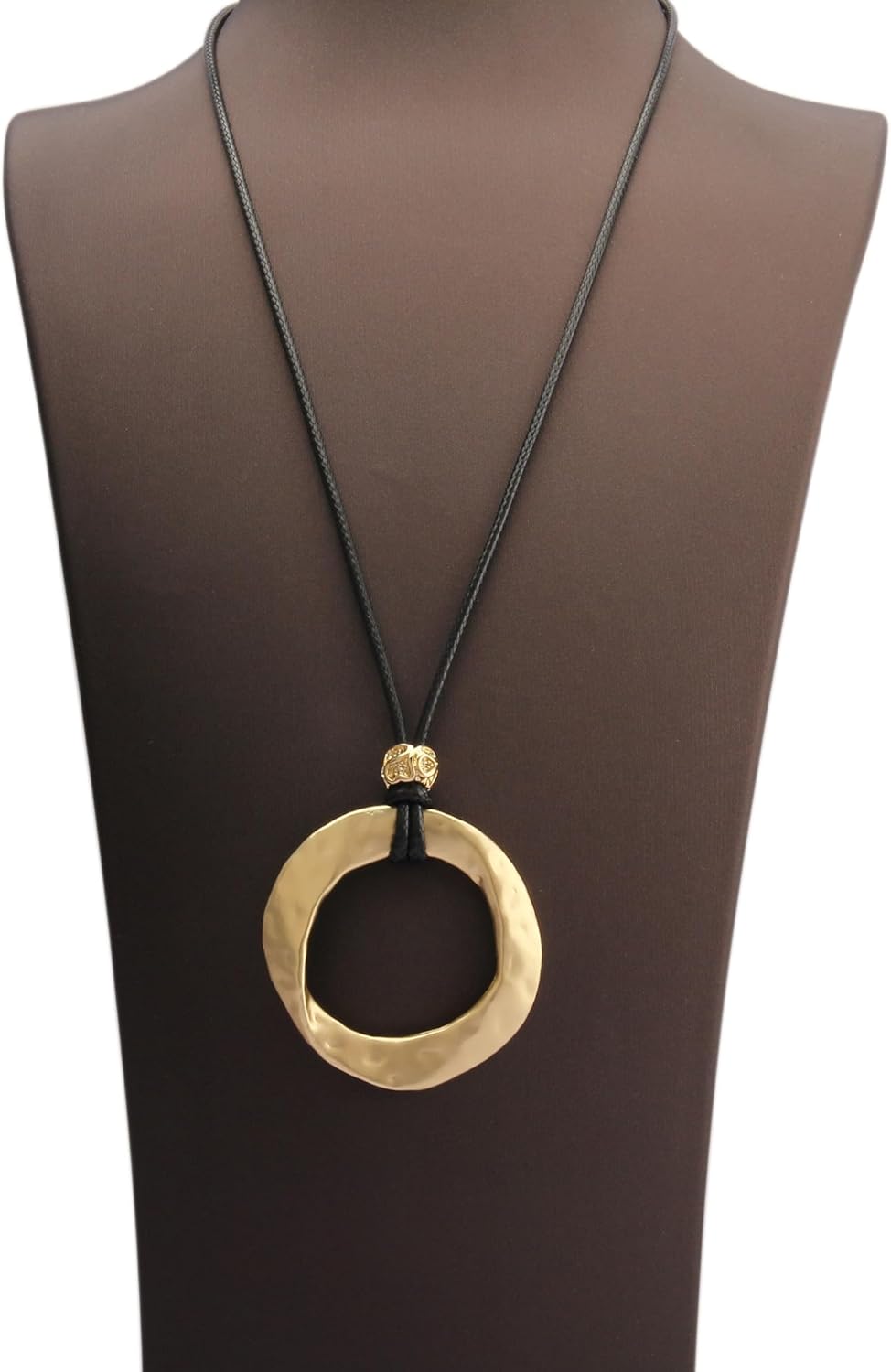 Women's Leather Long Necklace Bohemian Necklace Circle Pendant Retro Necklaces for Women Woven Handmade Jewelry - Image 2