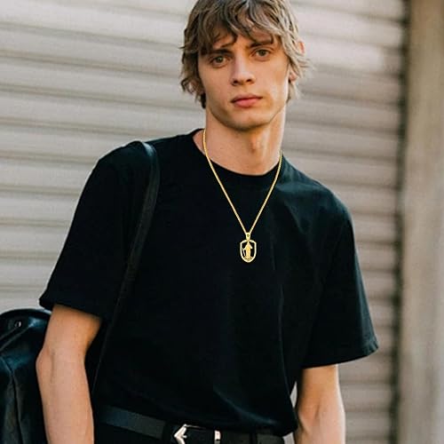 Vista 336 de Collar con colgante de plata de ley 925 con medalla de San Patrón, joyería religiosa para hombres y mujeres, con cadena de acero inoxidable 316L