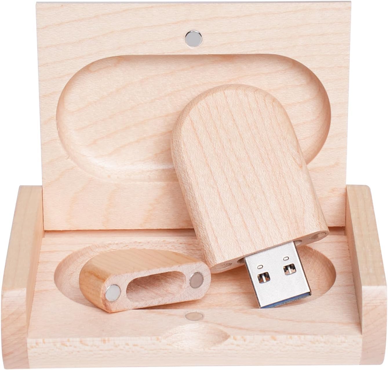 Memoria 2.0 USB 16GB Pendrive Hoja de Madera Divertido Pen Drive 16GB con Caja de Regalo de Madera Práctico Unidad Flash USB Almacenamiento para Regalo de Cumpleaños Llave USB - 1