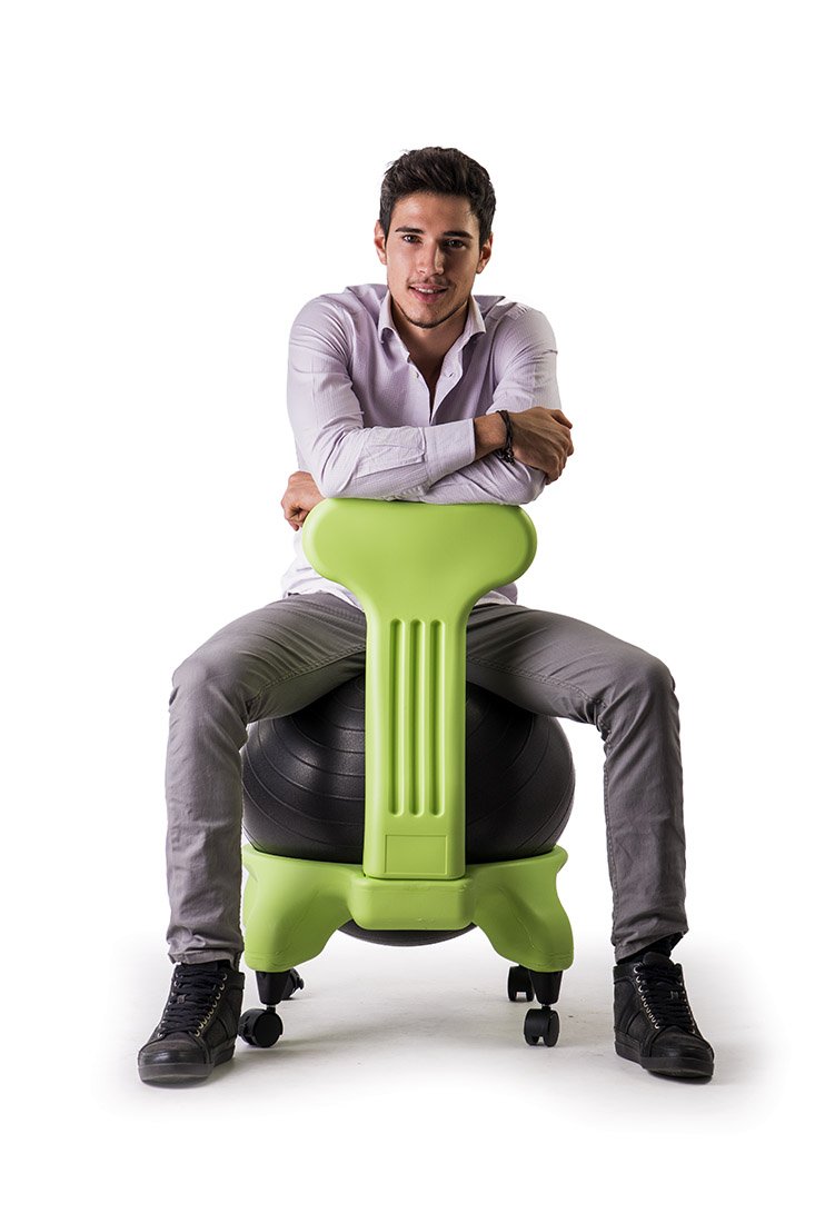 Verde con Palla Blu - Sedia ergonomica con Pallone Gonfiabile