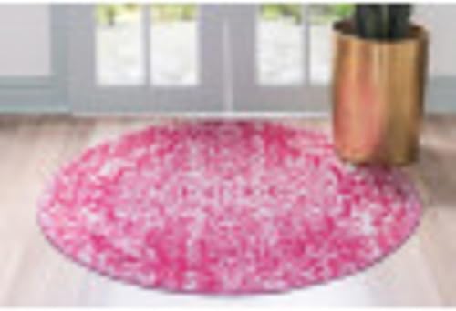 Miniatura 7 de Unique Loom Charm Collection - Alfombra de área moderna, abstracta, bohemia, envejecida, borde, 4' 0" x 4' 0", fucsiamarfil