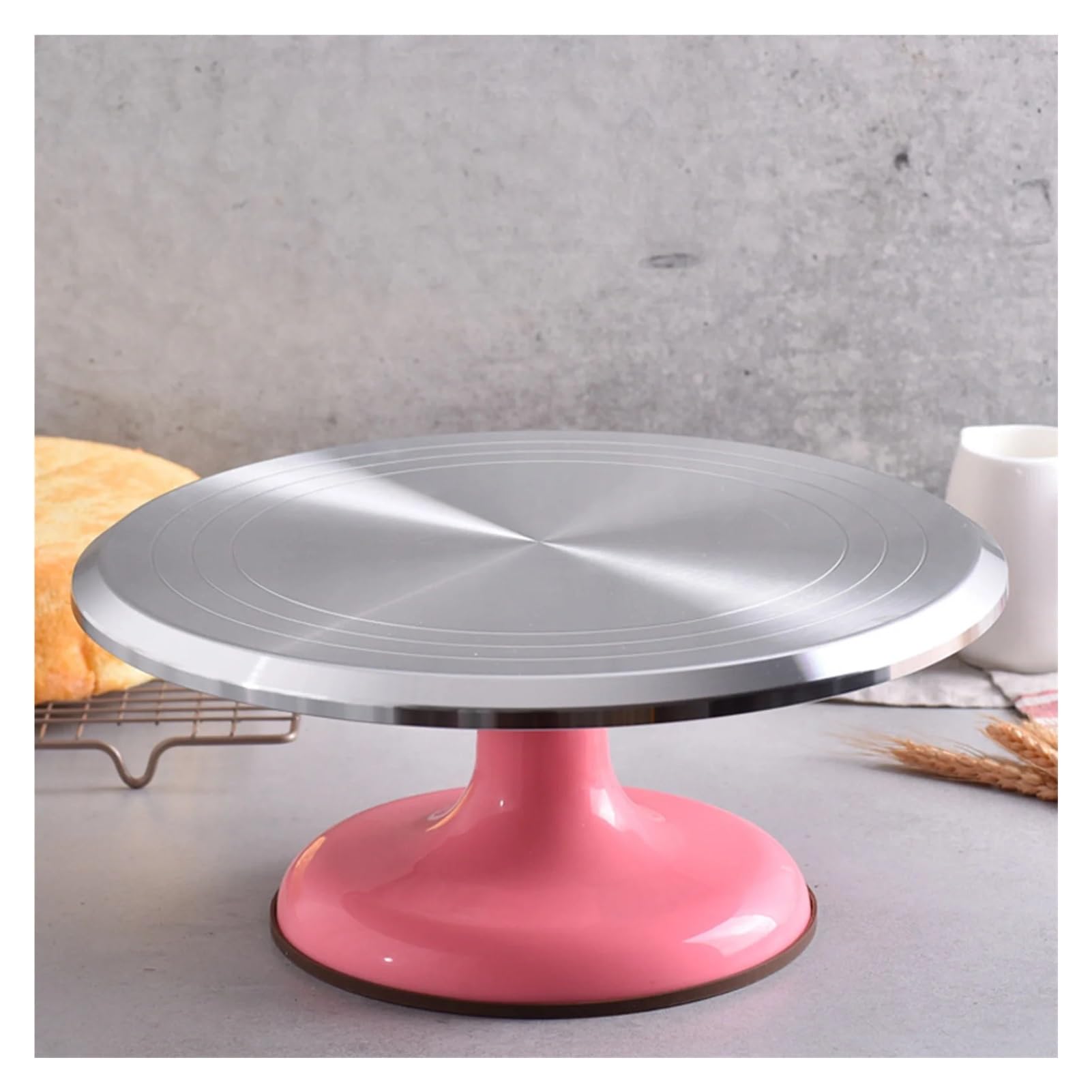 Plato giratorio de aleación aluminio 10 pulgadas, compatible con soportes giratorios for decoración pasteles, for uso doméstico(Gray)