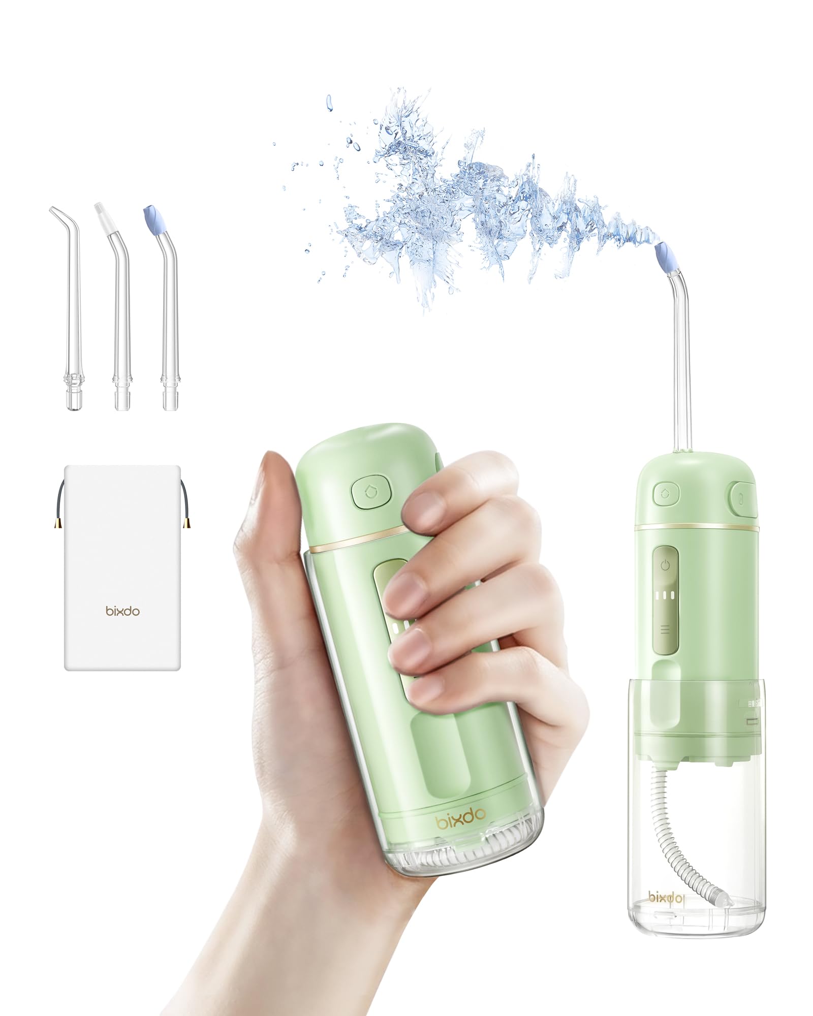 bixdo Water Flosser Travel Size - Portable Water Flosser Cordless for Teeth Gums Braces Cleaning, Oral Irrigator with 3 Modes, IPX7, Low Noise for