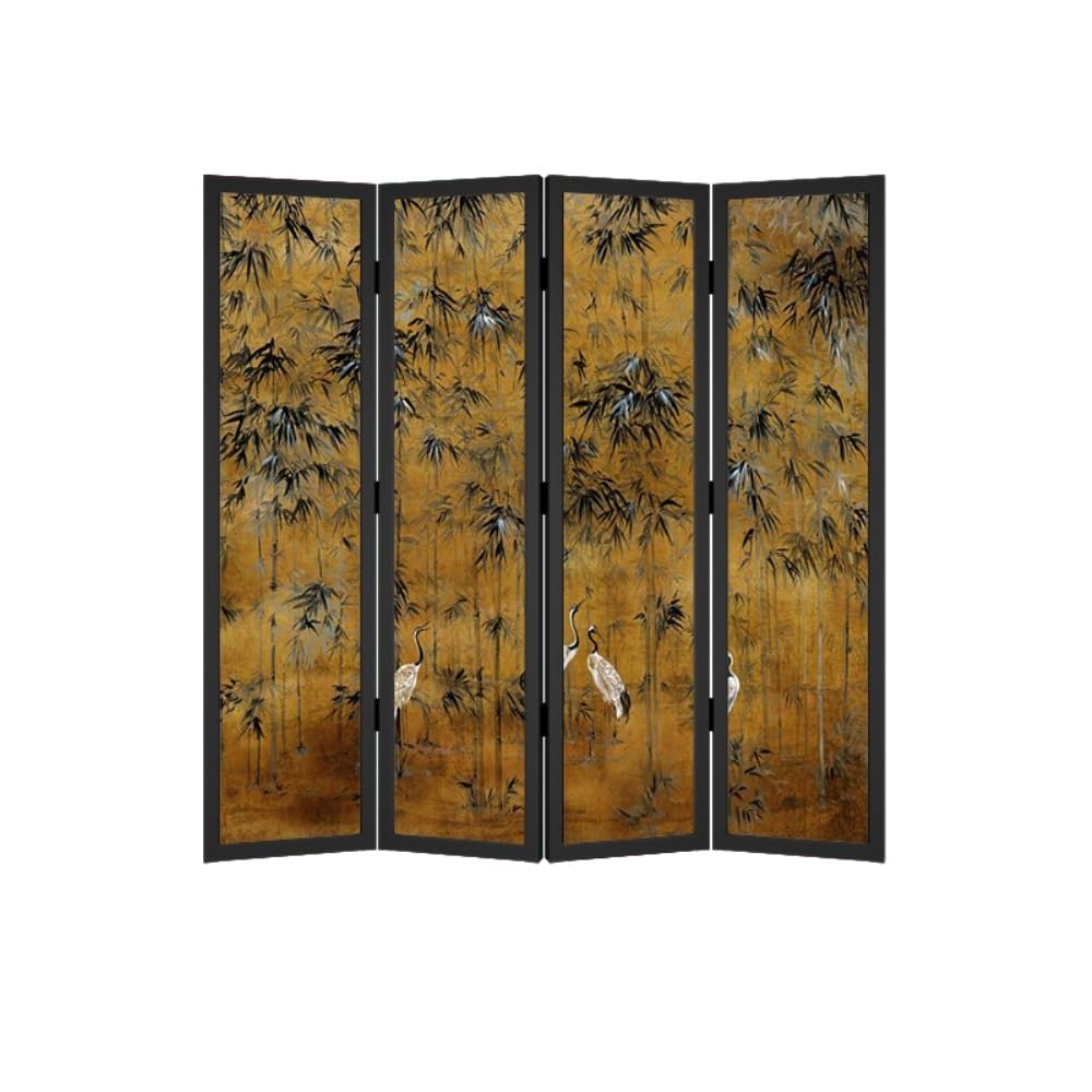 Privacy Screen Home Floor-standing Screen Partition Living Room Porch Tea Room Mobile Decoration Chinese Retro Crane Folding Screen Room Divider