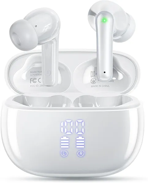 Wireless Earbuds, Bluetooth 5.3 Ear Buds, Headphones with Clear Stereo Sound, 40H Playtime with LED Digital Display, IPX7 Waterproof Earphones Built-in Mic for Phone Tablet Sports Workout